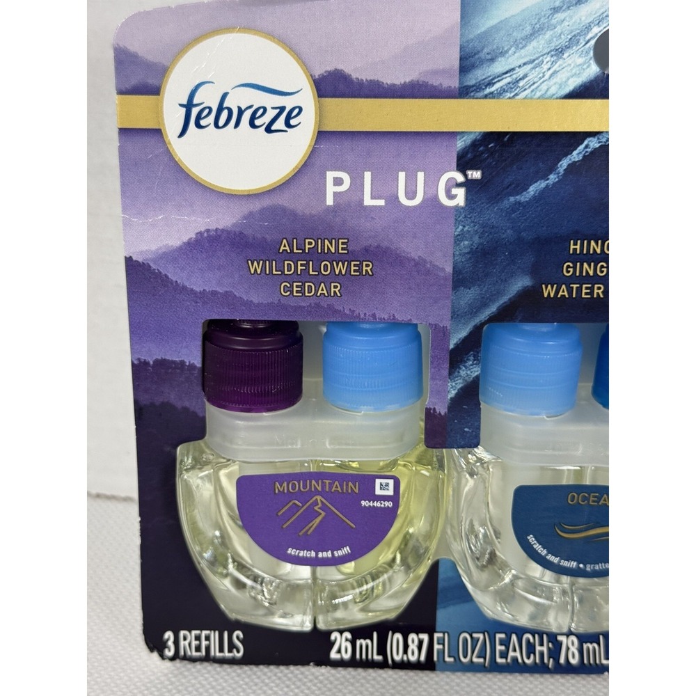 Febreze Fade Deny Plug In‎ Refills 3 Pack Variety Mountain Ocean Ember - Picture 2 of 6